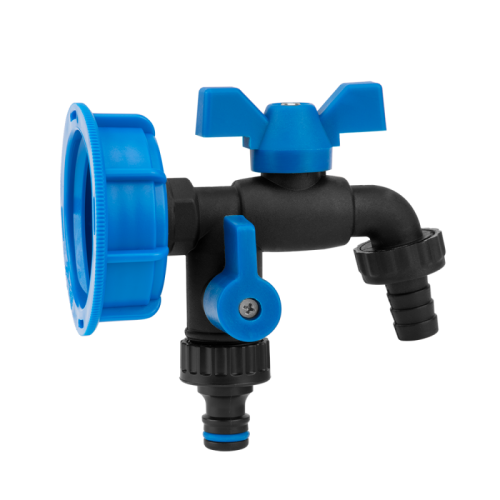 Zestaw IBC S60x6 + kran BLACK RAVEN GZ 2x3/4'' NYLON/BRASS na wąż 5/8"+ nypel