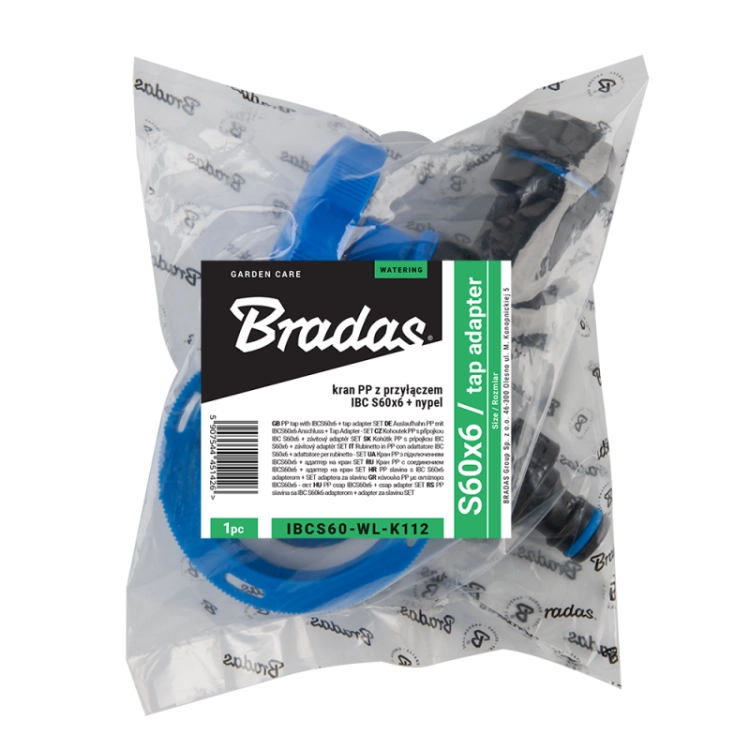 Zestaw - IBC nakrętka niebieska GW S60x6 z kranem GZ 1/2"