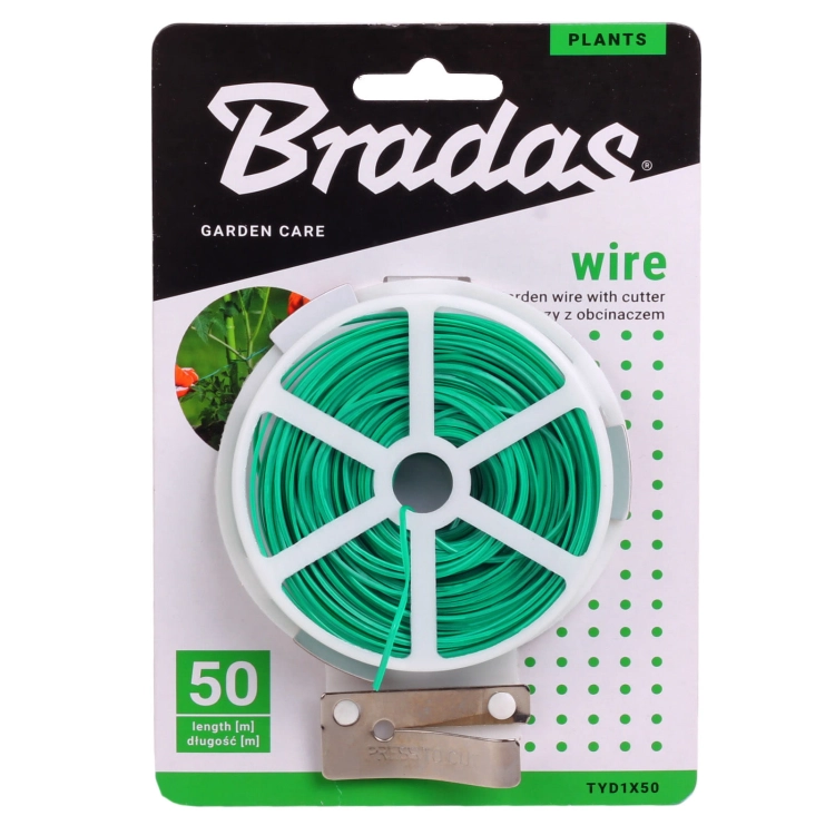BRA-TYD1X50 Drut ogrodniczy z obcinaczem - 50m