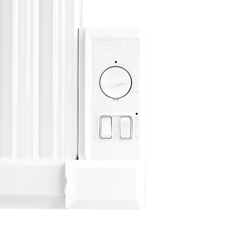 Polski grzejnik elektryczny olejowy ELPE 350 Watt 60x66 cm z termostatem analogowym widok z przodu